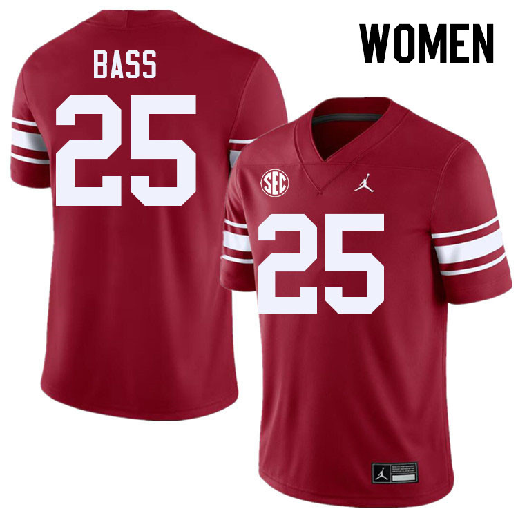 Women #25 Andy Bass Oklahoma Sooners 2024 SEC Conference College Football Jerseys-Throwback